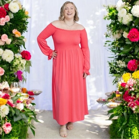 Smash + Tess Ellie Maxi Dress Size XL Hot Coral NWT - Picture 1 of 16